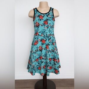 DKNY Floral A-Line Dress Girls Size XL Fully Lined EUC